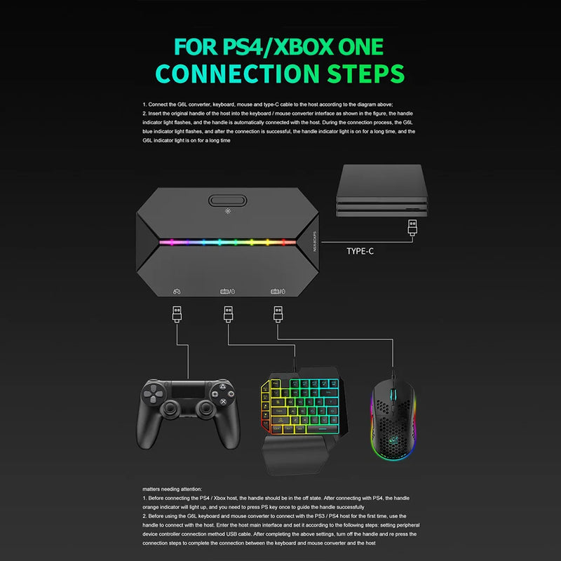 G6L Enduring Practical Parts Components Gaming Keyboard Mouse Converter Portable Wired Mobile Controller Adapter