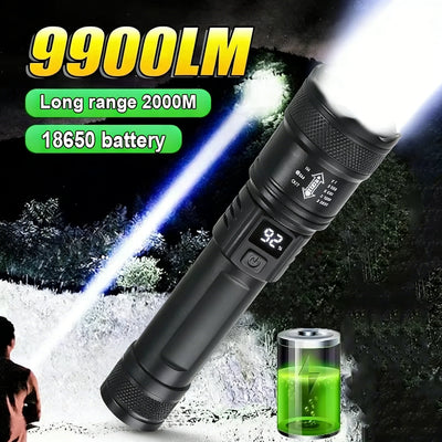 LED Flashlight Rechargeable Long - Beam Portable Outdoor | SAMAG