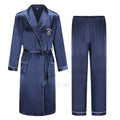 Spring Autumn Male Robe 3PCS Sleepwear Set Ice Silk Kimono Bathrobe Gown Loungewear Loose Casual Satin Homewear Nightwear 3XL