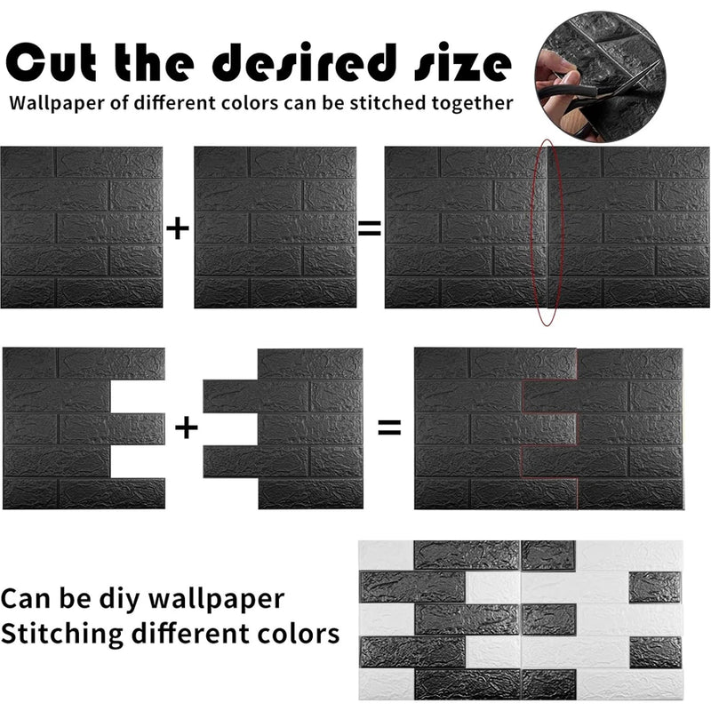 3D wallboard wallpaper sticker with self-adhesive waterproof foam, suitable for indoor wall decoration, bathroom home decoration