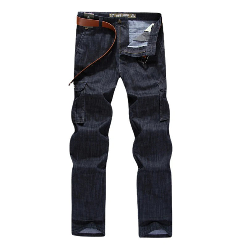 Men's Jeans Multi Pocket Denim Cargo Pants Oversized | SAMAG