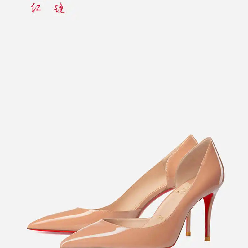 Elegant Hollow Women's High Heels 2026 Luxury Brand Black Pointed Toe Pumps Red Shiny Bottoms Sexy Fashion Ladies Shoes Women