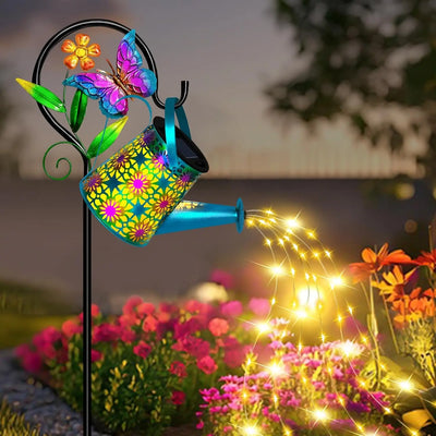 Solar-Powered Butterfly Watering Can and Lantern Garden | SAMAG