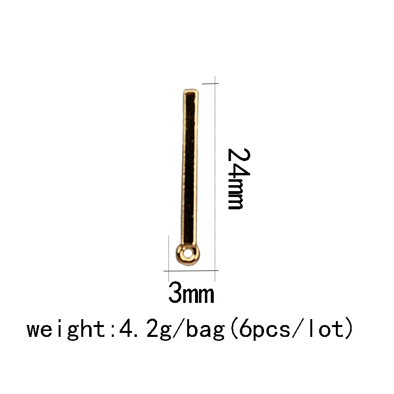 6pcs/lot 24*3mm Zinc Alloy  Long Tip Rectangles Earring Base Connectors Linker for DIY Earrings Jewelry Accessories
