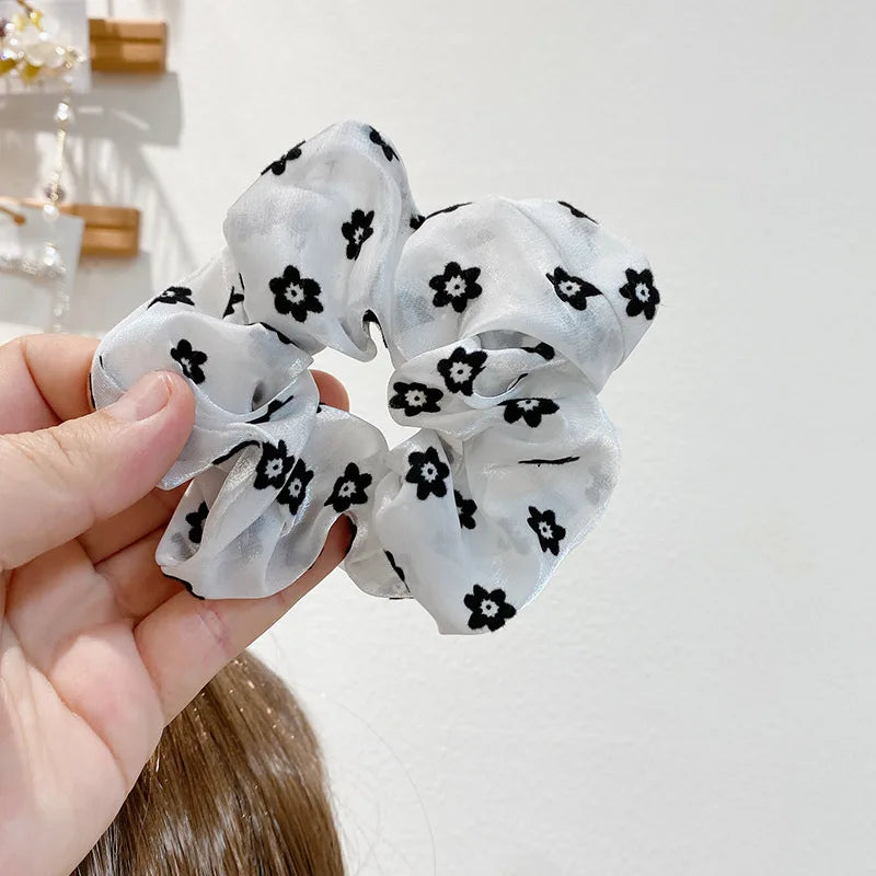 Fairy high-quality organza mesh yarn pleated flower large intestine hair ring tied hair head rope fashion hair accessories