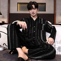 Autumn Spring Plaid Cardigan Sleepwear for Men 2026 New Fashion Homewear Male Size L-3XL Long Sleeves trouser 2Pcs/set Pajamas
