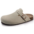 2026 Women Suede Clogs With Adjustable Buckle Cork Leather Mules Comfortable Slip on Women Slippers Outdoor Cork Clogs