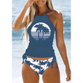 Sexy Solid Print Tankini Set Tied Halter Bikini Swimsuit | SAMAG