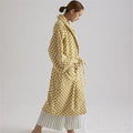 Retro Plaid Cotton Bathrobe Super Soft Absortion Hooded Loose Bath Robe Coat Towel V Neck Warm Sleepwear Robes Women Homewear