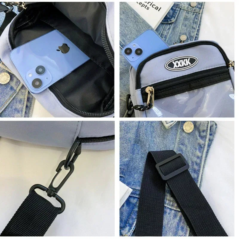 Korean Fashion Crossbody Bags for Women and Men Unisex Itabag Transparent Pocket Phone Bag and Purse Small Shoulder Bag Ita Bag