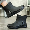 Men's New Short Rain Boots with Elastic Cuff Waterproof Non-Slip Soft Sole Work Rubber Shoes