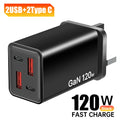4 Ports 120W USB C Charger Fast Charging EU/US/UK Plug Wall Charger Adapter For iPhone Samsung Xiaomi Huawei Phone Power Charger
