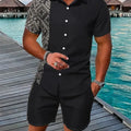 Men's Shirt Shorts Set Two Piece 3D Leaf Print Sleeve | SAMAG