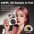 Famue FC02 Digital Camera for Students, 64MP Beauty Selfie Camera with 180° Flip Screen, 18X Zoom, 4K Video HD CCD for Vlogging