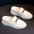 Women's 2026 New Solid Color Heightening Design Wedge Slippers Spring and Summer Metal Decorative Leisure Baotou Slippers