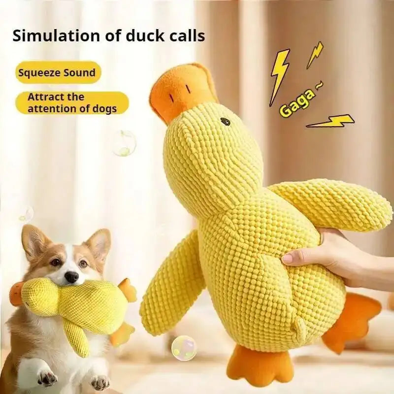 Squeaky Plush Duck Dog Toy Bite Resistant Puppy Chew Toy Teeth Grinding Companion Sleep Toy