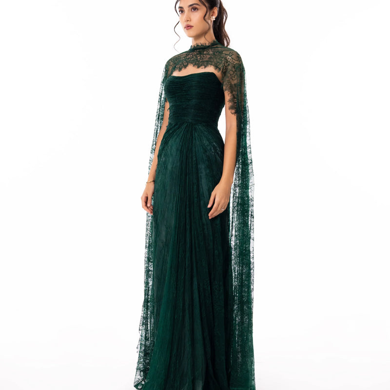 TLIT Customized Strapless Velour Evening Dress High Neck | SAMAG