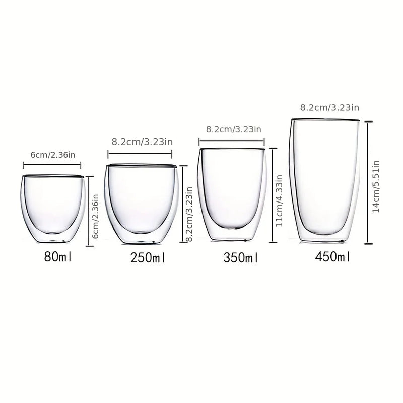 Double Wall Glass Cup Heat Insulation Transparent Handmade Tea Drink Cups MINI Whisky glasses Espresso Coffee Mug