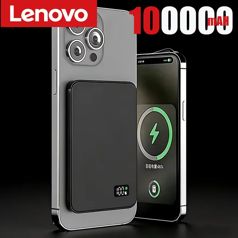 Lenovo 500000mAh Thin Magnetic Wireless Power Bank PD22.5W Fast Charging Portable External Battery for Magsafe For iPhone Huawei