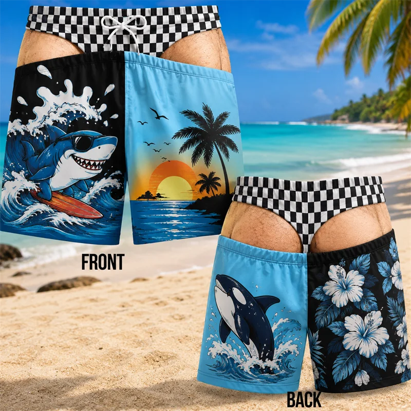 Novelty Fake Butt Swim Trunks for Men Funny Beach Party | SAMAG
