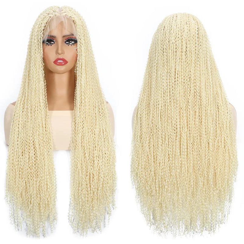 Full Lace Wigs for Black Women Long Curly Braid Wig Synthetic Hair Color 27# 613# Synthetic Wig Women Daily Use with Baby Hair