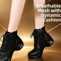 Women's Dancing Shoes Soft Bottom Leather mid Heel Black Mesh Breathable Square Dance Shoes Jazz Sailor Dance Footwear