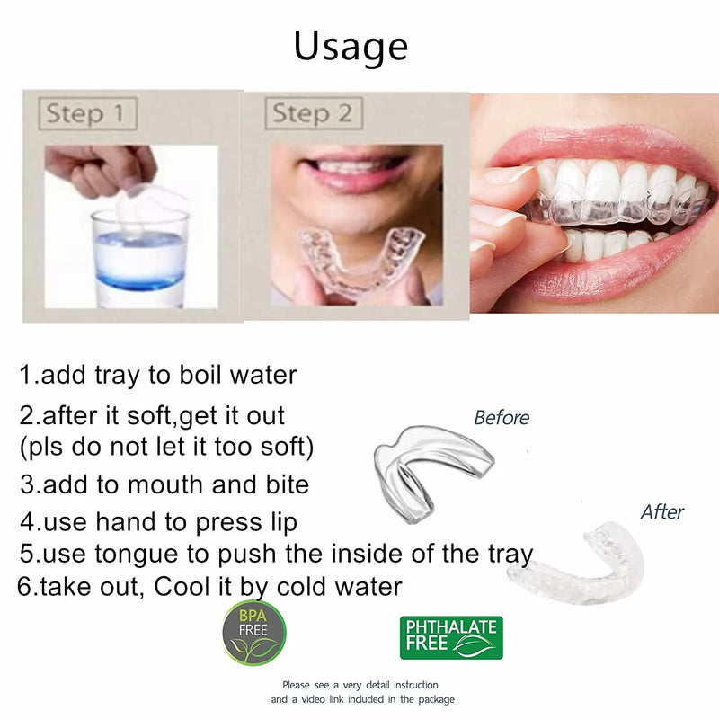 2 Dental Oral Hygiene Customized Moldable Mouth Night Guard for Teeth Grinding Bruxism Sport Athletic Whitening Tray Braces