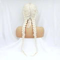 Sylvia Wigs60#Color Platinum Blonde Double Braid Synthetic Blonde Lace Front Braid Wigs  Hair Heat Resistant Fiber Braid