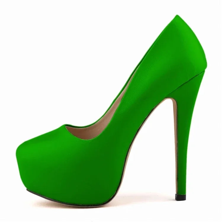 2026 Women Pumps Sexy Round Toes High Heels Fashion Super 14cm Platform Casual Thin Womens Party Red Wedding Shoes Large Size