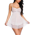 Sexy Lingerie Women Lace Hollow Bra Set Erotic Costumes Teddy Baby Doll Dress Deep V Open Bra Sleepwear Exotic Apparel Pajamas