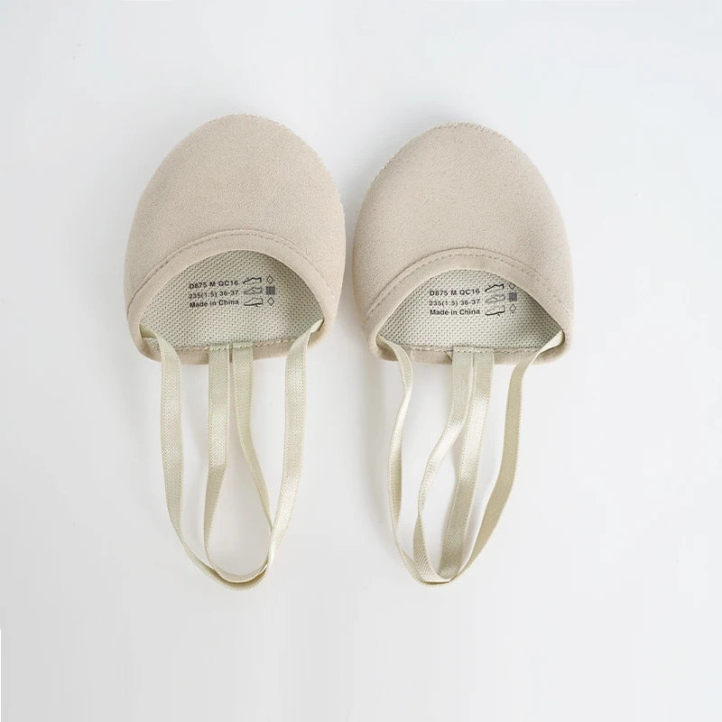 Women Professional Artistic Gymnastics Shoes Adult Half Foot Shoes Girls Suede Semi-Palm Shoes Abrasion Ballet Dance Toe Flats