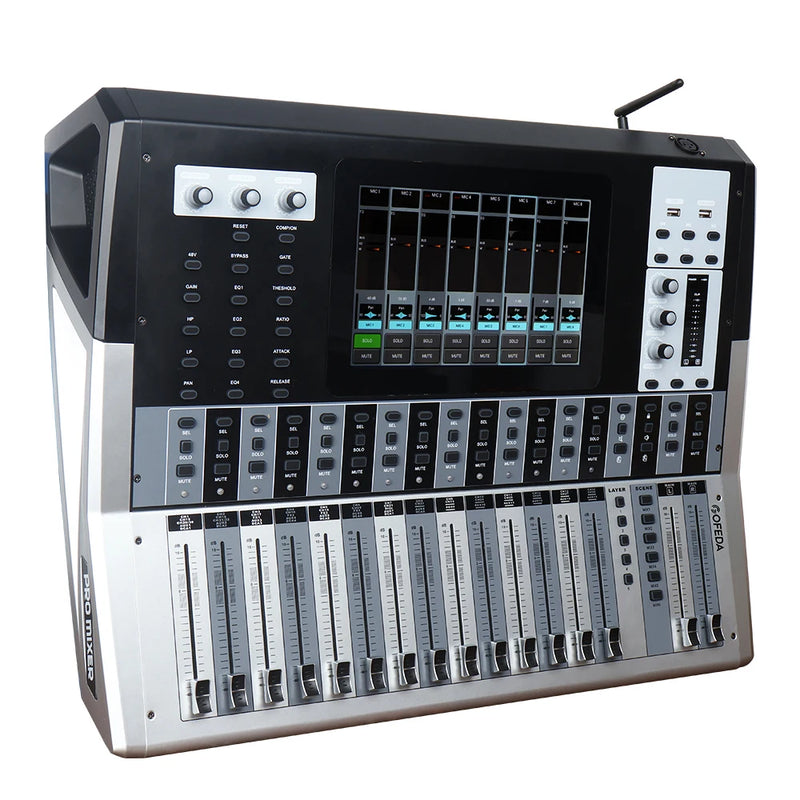 Gooermi DM32 32 Channel Digital Audio Mixer USB PC Recording DJ Mixing Console with 48V Phantom Power for Studio Live Streaming