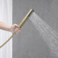 KEMAIDI Freestanding Bathtub Faucet Tub Filler High Flow Waterfall Bath Filler Brushed Gold Tub Faucets with Hand Shower Tap
