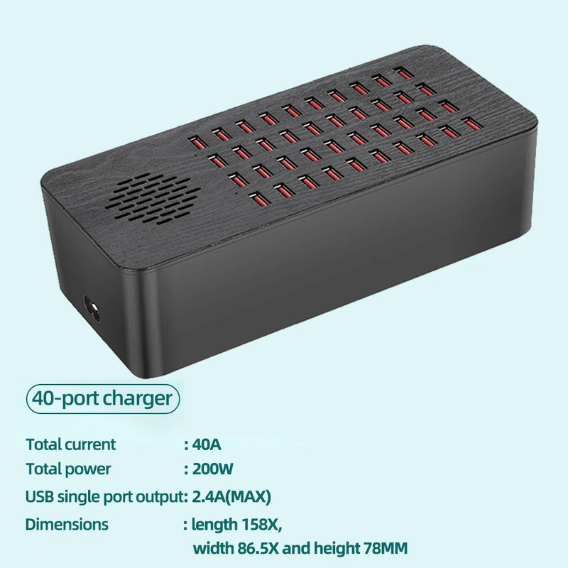 15/20/30/40Port USB Charger for iPhone iPad Samsung Xiaomi Charging Station Dock Multi USB Charger Desktop Mobile Phone Charge
