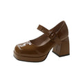 Lady Mary Jane Shoes 2024 New Square Toe Platform Women High Heels Big Size 35-44 Women's Chunky Heels Non-slip Pumps