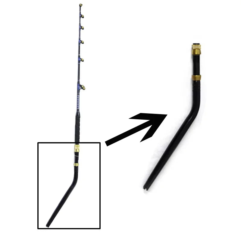 sea Trolling Rod 2-Section Saltwater Offshore Heavy Bent Butt Roller Fishing Rod Conventional Boat Fishing Pole 6'6