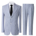 Men's Seersucker Striped Suits 2 Piece Slim Fit Summer Casual Pinstripe Suit for Men Wedding Grooms Blazer Jacket Pants Sets