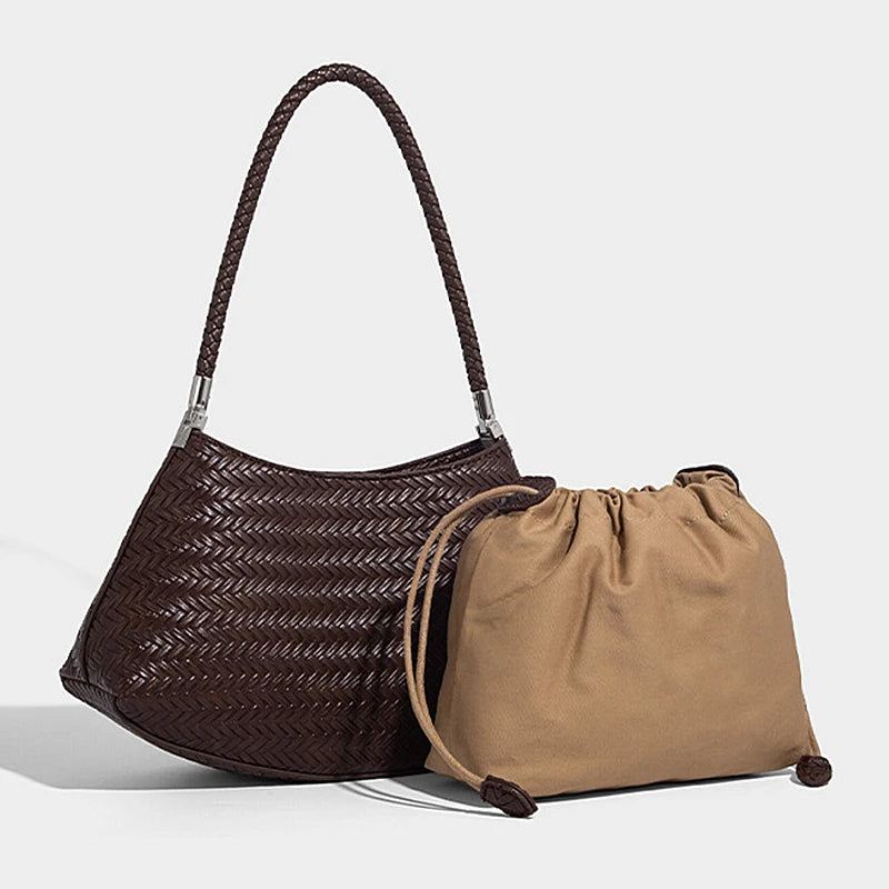 Woven Shoulder Bag for Women Crossbody Tote Bag Handbag 2026 New Vegan Leather Purse Woven Hobo Bag Pendant Versatile Bags