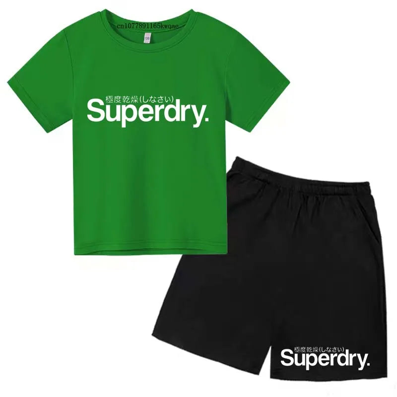 Kids Summer Casual Letter Print Breathable Tees+Short | SAMAG