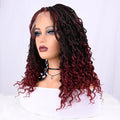 Short Boho Bohemian Box Braids Braided Wig Full Lace Boho Braided Wigs Synthetic Curly Hair with Baby Hair for Black Women
