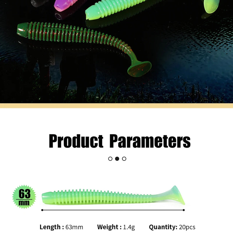 2023 Supercontinent Impact Ring Shad Fishing Lure Soft 20pcs 10pcs 6pcs Plastics Baits Swimbait Jigging Lure Artificial Baits