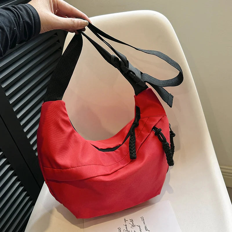 New Nylon Hobos Crossbody Bags Solid Casual Zipper Women's Bags Fashion High Capacity Solid Color Single Shoulder Totes Bag