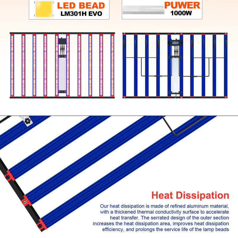 1000W LM301H EVO 650W Full Spectrum LED Grow Light Bar UV IR Turn on/off For Indoor Flower Tent Plant Growth Phyto Lamp