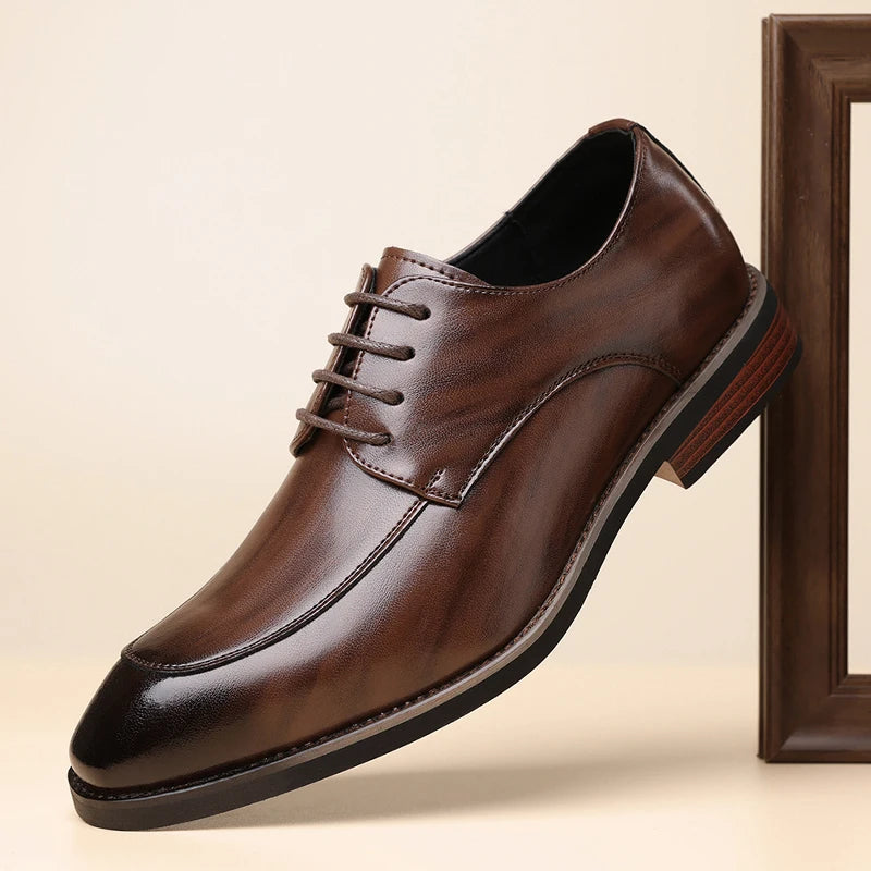 Men's Business Formal Leather Shoes, Comfortable Soft Sole Derby Shoes, Breathable Anti-Slip Commuter Banquet Men's Shoes-HT1009