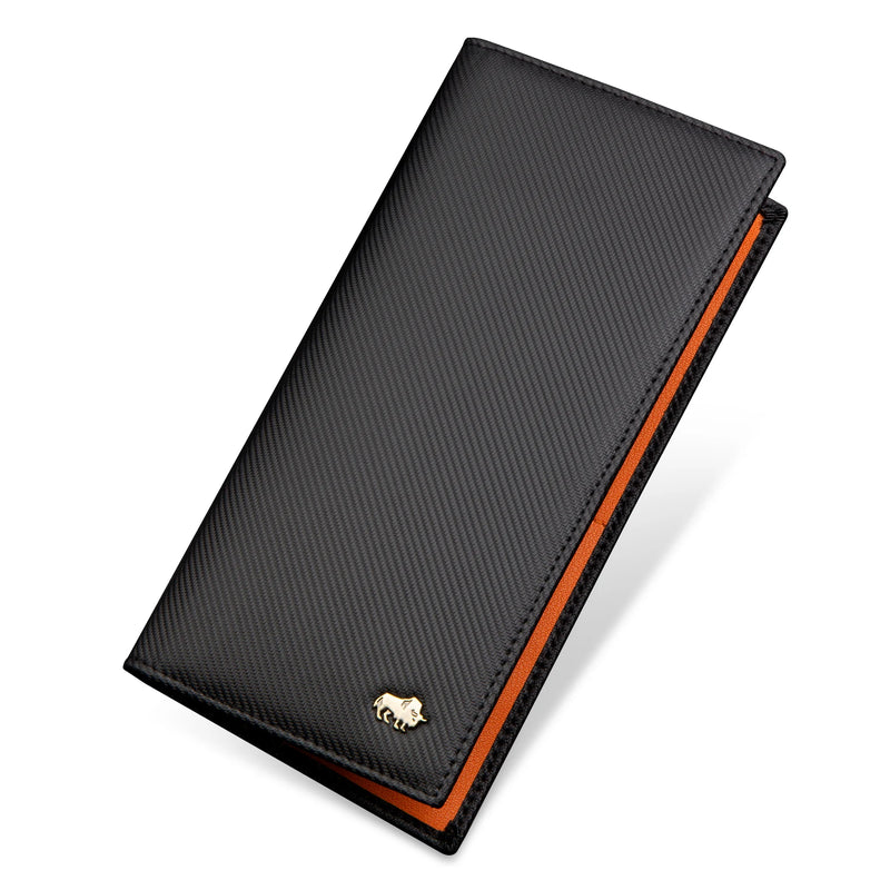 BISON DENIM Genuine Leather Long Wallet Business Men's Soft Thin Wallet Card Holder Luxury Brand Design Handy Male Purse Bag