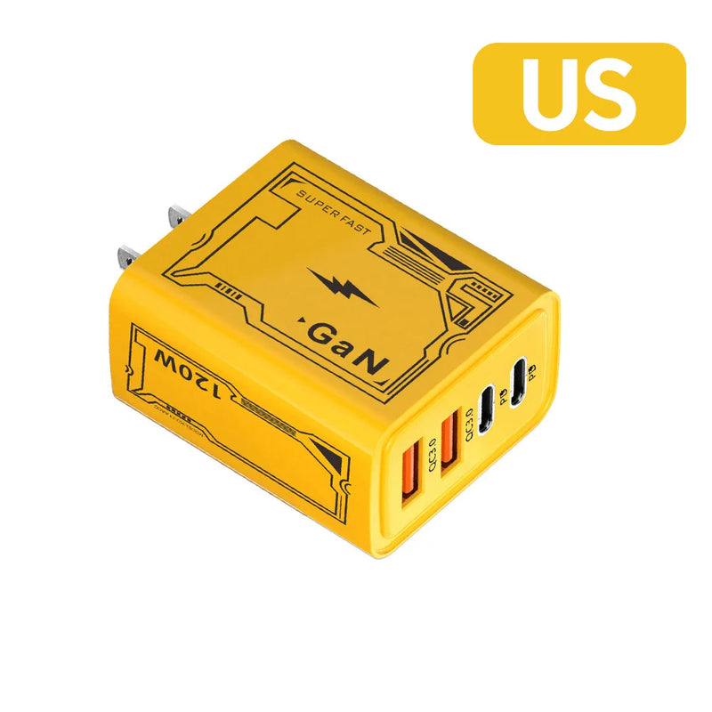 120W Fast Charger Type C USB C PD Charger For iPhone Xiaomi Samsung 6A 120W Type C Super Fast Charging Cable WallAdapter Charger