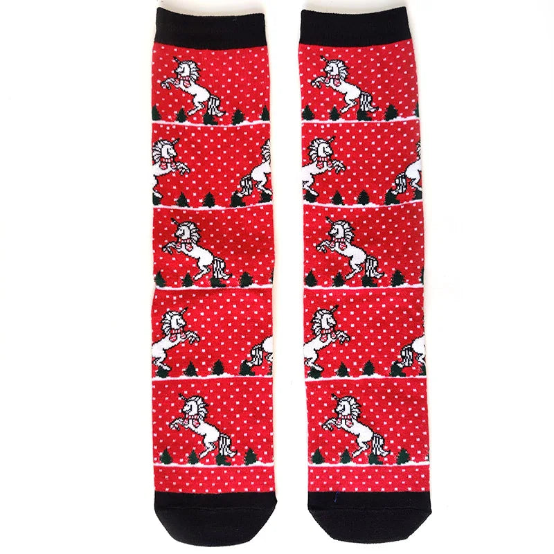 2025 New Men Christmas Socks New Year Funny Snowflake Beer Santa Claus Elk Snow Cotton Happy Socks Men Cartoon Women Sokken