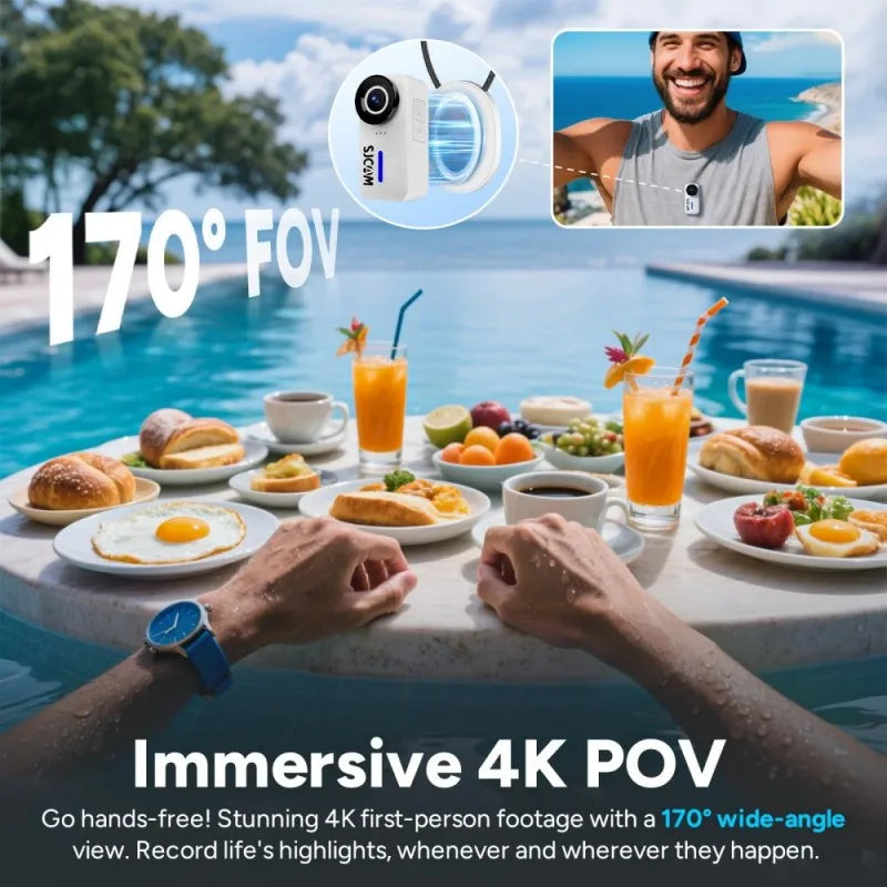 4K Thumb Cam C110+ SJCAM Magnetic POV Wearable Action Cam,170° Ultra Wide Sport Camera for Cycling,Anti-Shake﻿ Recorder