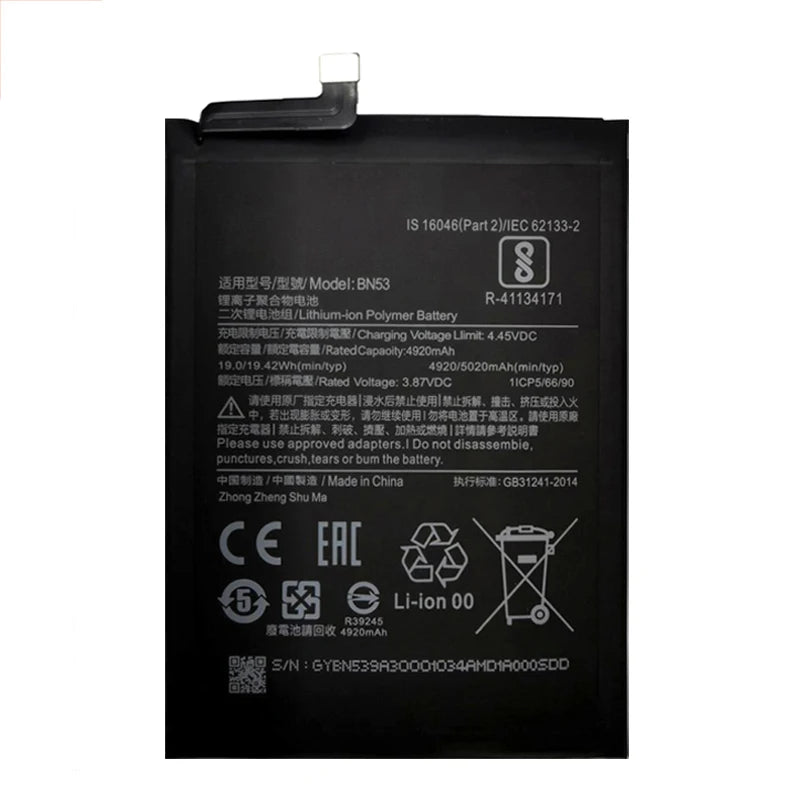 100% New 5020mAh BN53 Battery for Xiaomi Redmi note 10 Pro global/Redmi note 9 Pro global BN53 replacement Batteries
