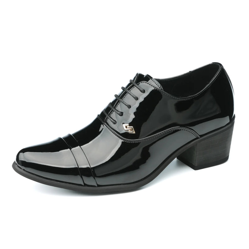 Premium Leather Men Shoes Slip On Loafers European Brand Business Casual Wedding Party Plaid Design Height Increasing